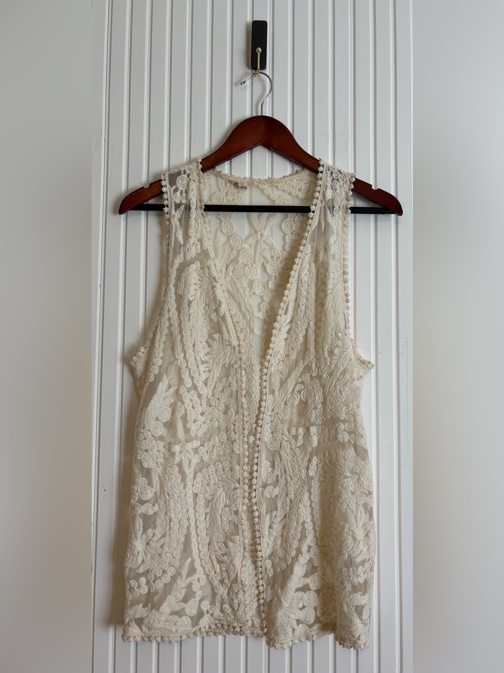 Agaci Crochet Sheer Lace Duster M Bohemian Layer Hippie Peasant